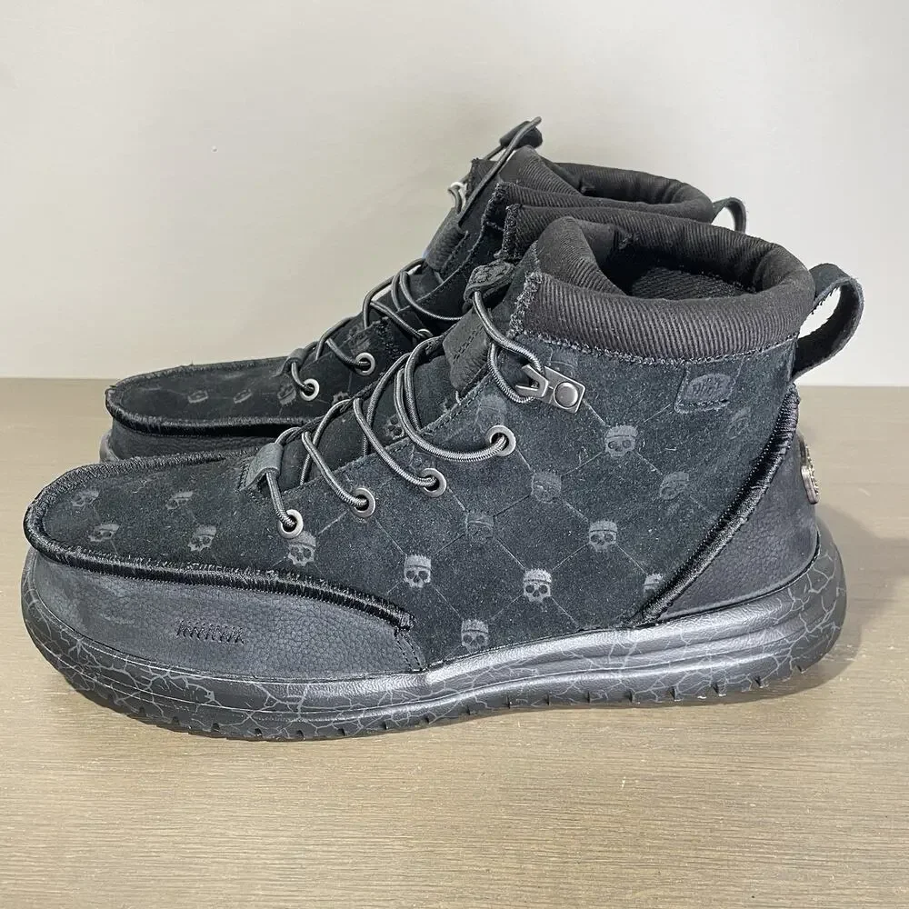 Hey Dude Jelly Roll Mens Size 10 Shoes NEW Bradley Suede Black Skull Boot